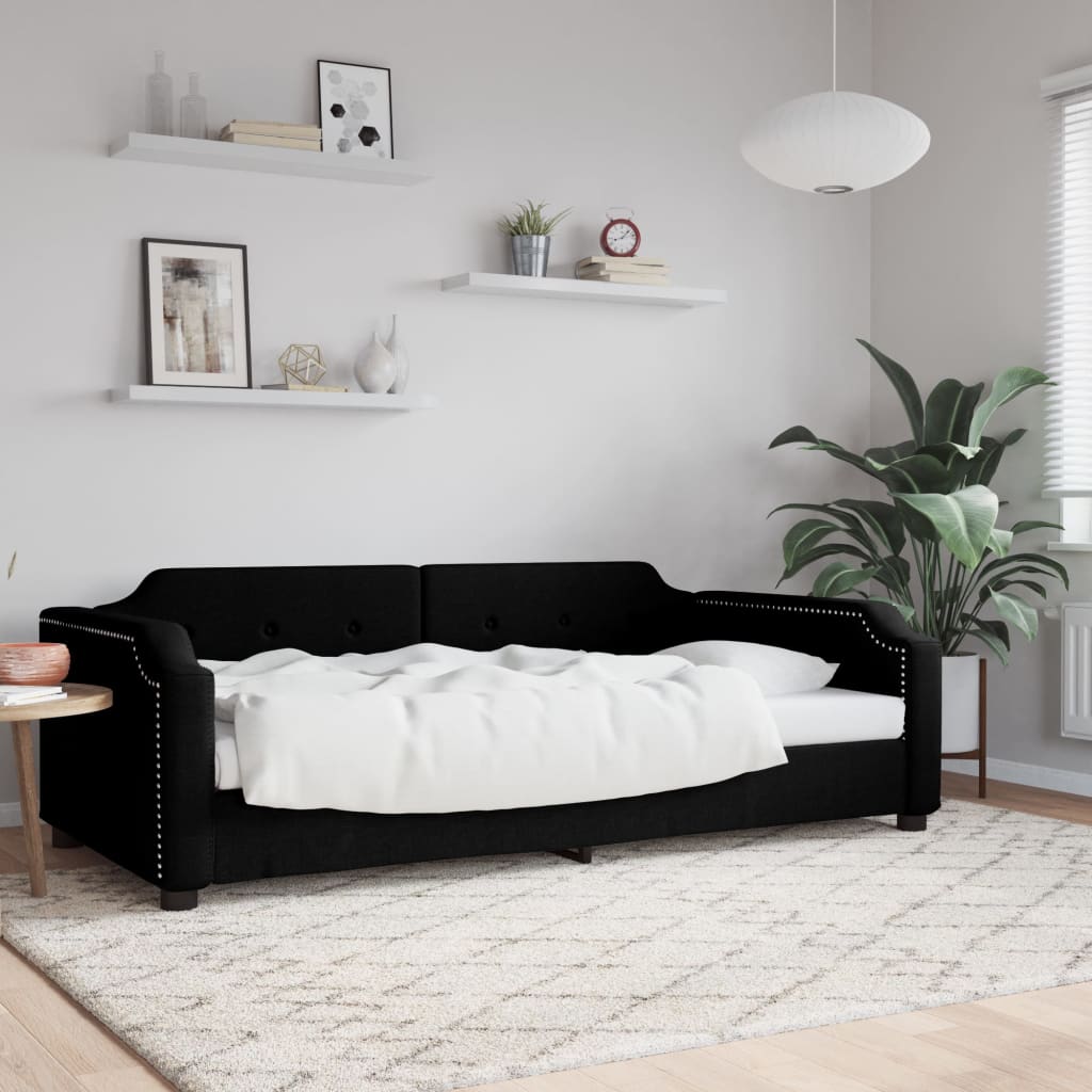 vidaXL Sofá cama sin colchón tela negro 80x200 cm