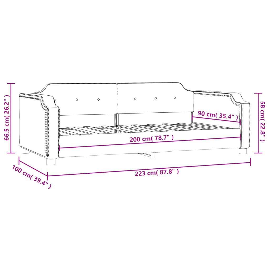 vidaXL Sofá cama sin colchón tela crema 90x200 cm