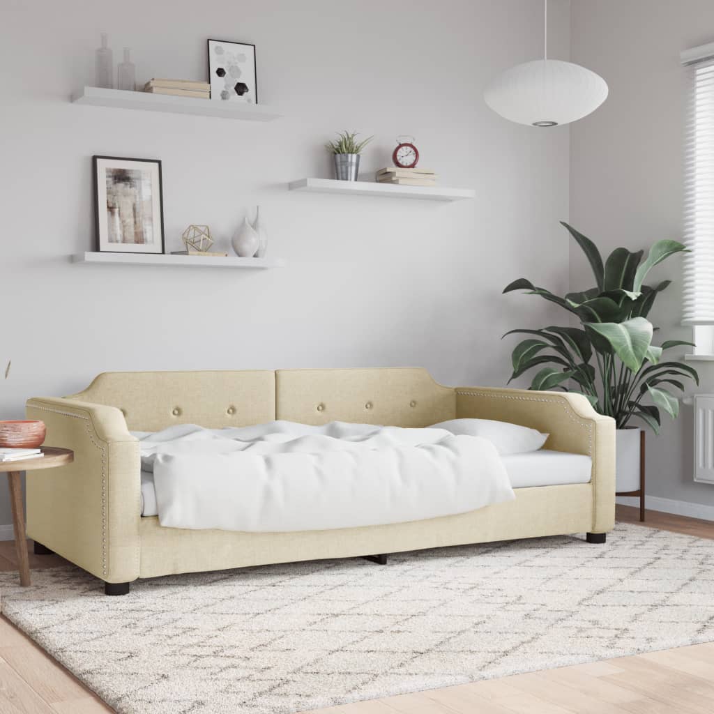 vidaXL Sofá cama sin colchón tela crema 90x200 cm