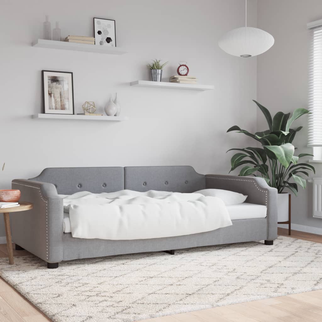 vidaXL Sofá cama sin colchón tela gris claro 90x190 cm