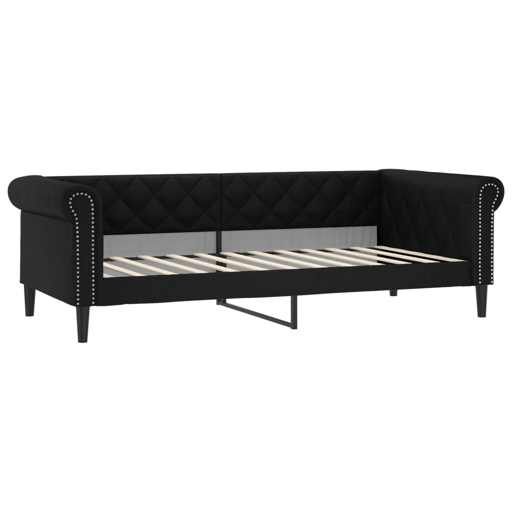 vidaXL Sofá cama sin colchón cuero sintético negro 100x200 cm