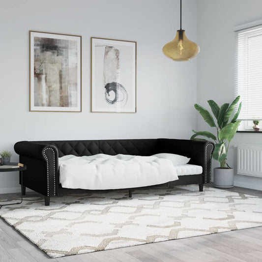 vidaXL Sofá cama sin colchón cuero sintético negro 100x200 cm