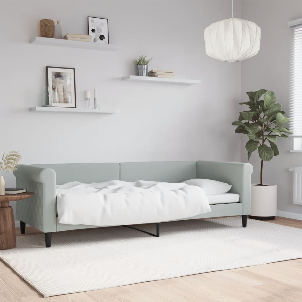 vidaXL Sofá cama sin colchón terciopelo gris claro 80x200 cm