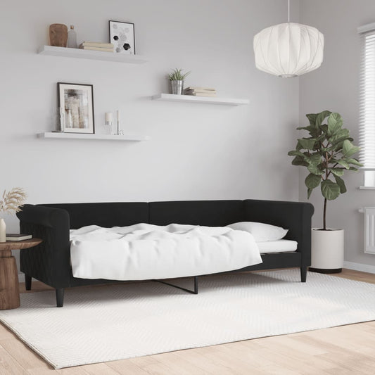 vidaXL Sofá cama sin colchón terciopelo negro 80x200 cm