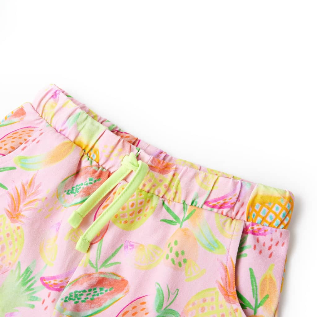 Pantalón corto infantil con cordón rosa suave 92