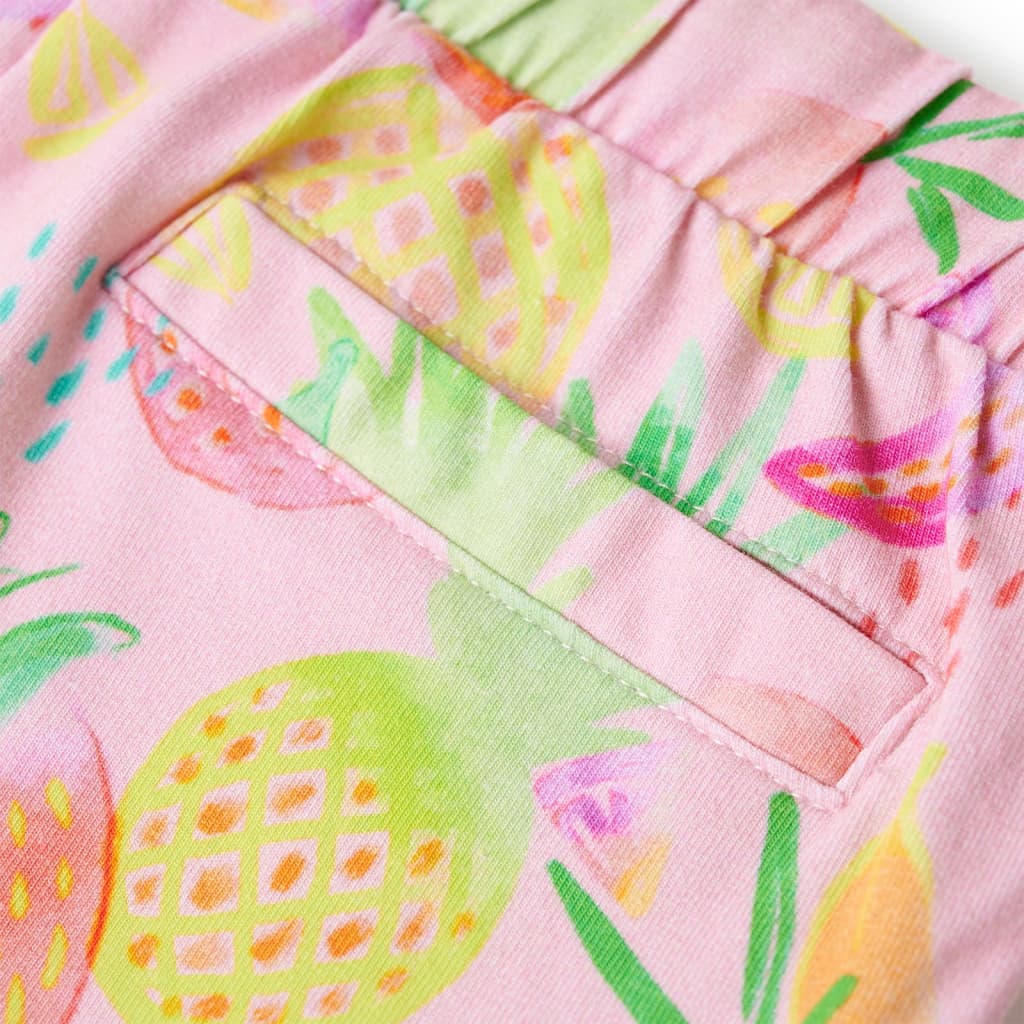 Pantalón corto infantil con cordón rosa suave 92