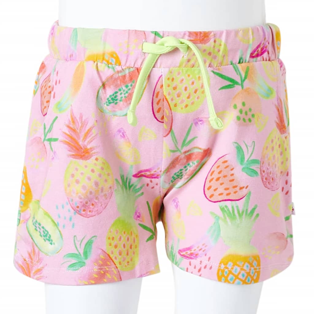 Pantalón corto infantil con cordón rosa suave 92