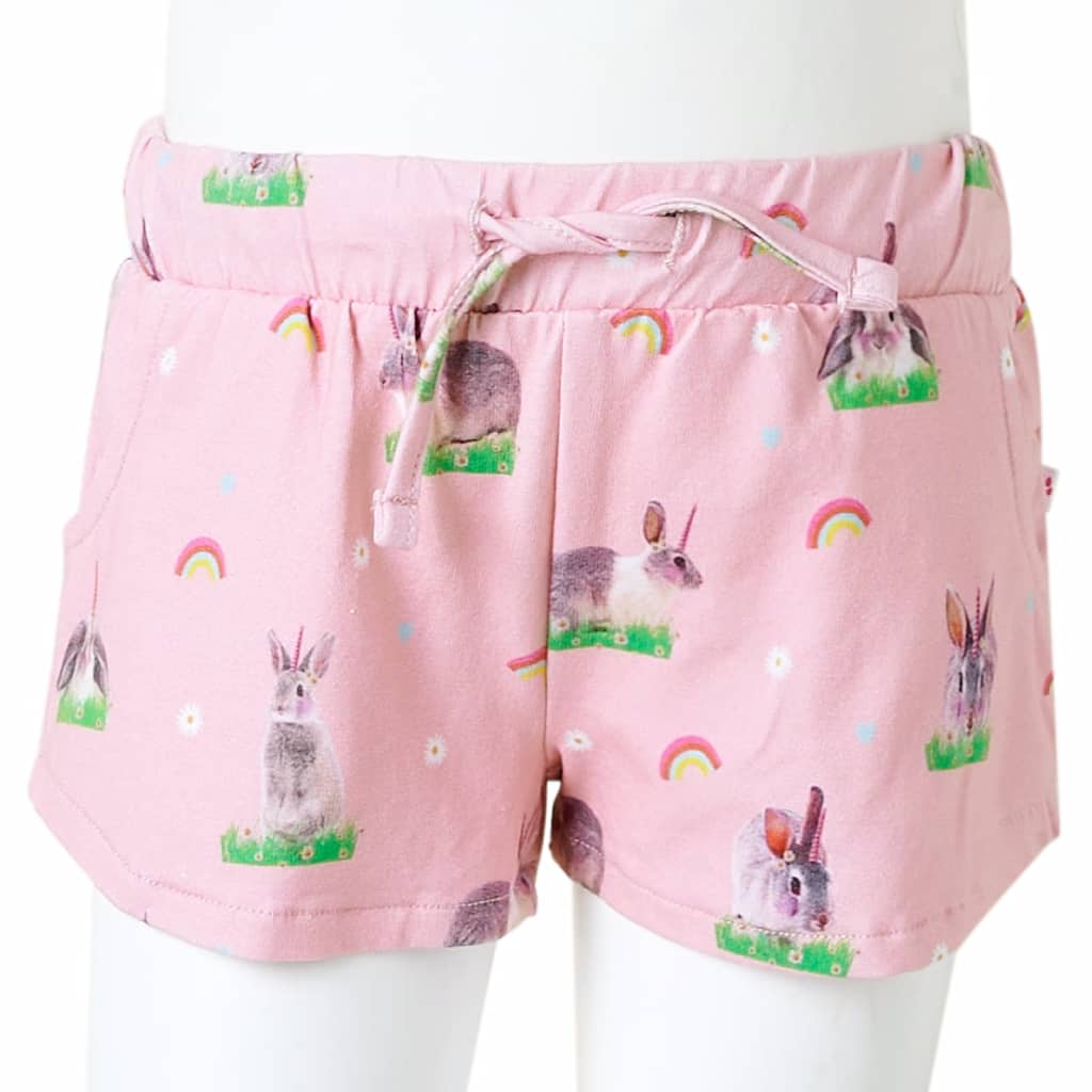 Pantalones cortos infantiles con cordón rosa claro 116