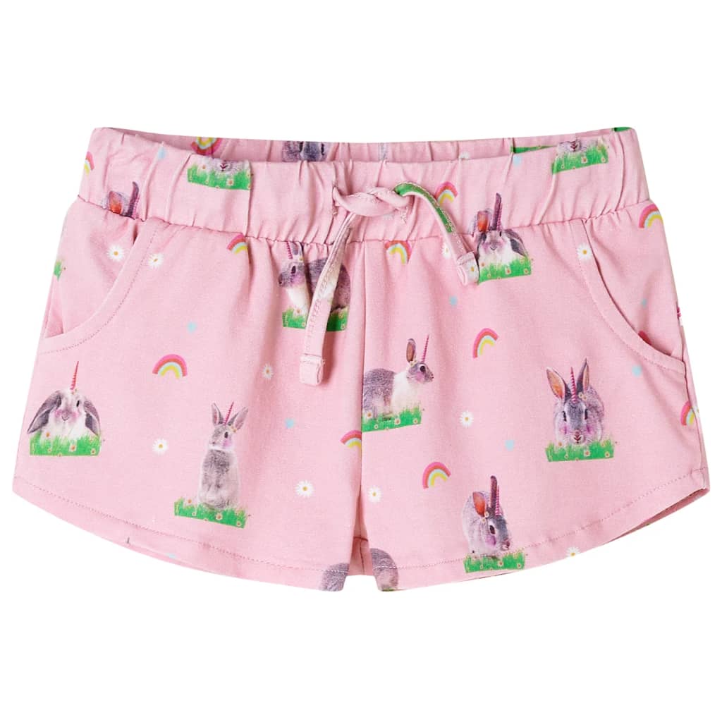 Pantalones cortos infantiles con cordón rosa claro 140