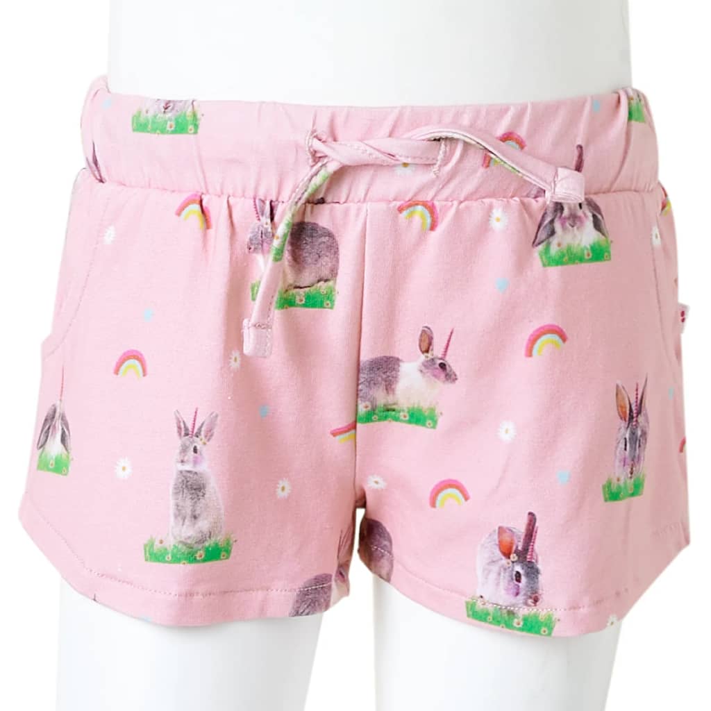 Pantalones cortos infantiles con cordón rosa claro 140