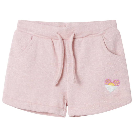 Pantalones cortos infantiles con cordón rosa claro mixto 140