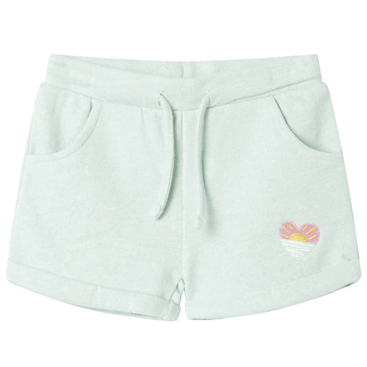 Pantalones cortos infantiles con cordón verde menta claro mixto 104