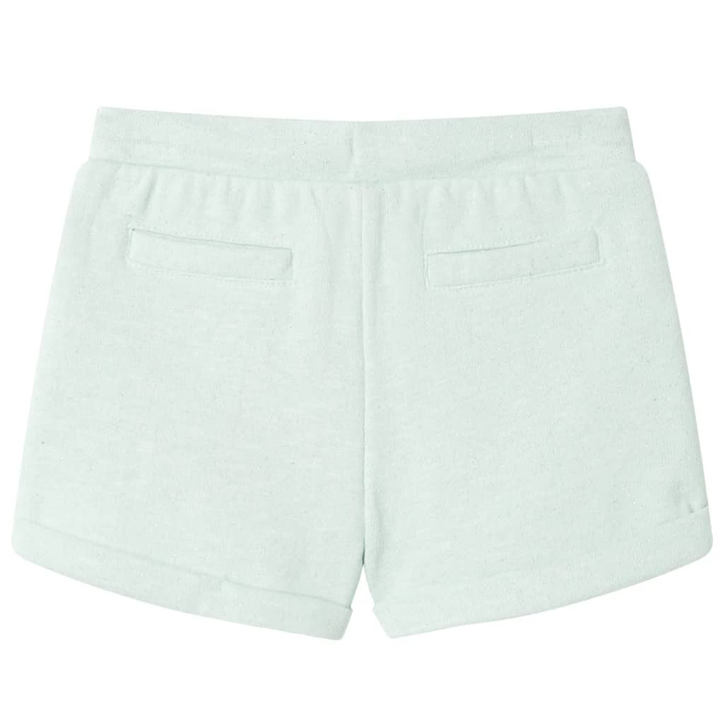 Pantalones cortos infantiles con cordón verde menta claro mixto 104