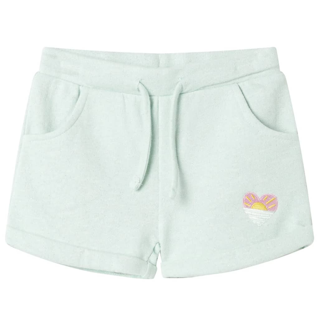 Pantalones cortos infantiles con cordón verde menta claro mixto 128