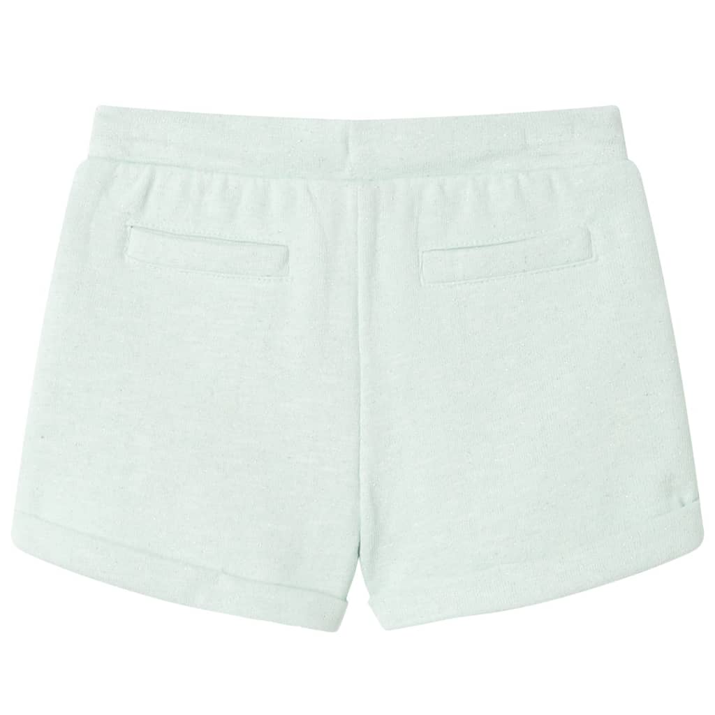 Pantalones cortos infantiles con cordón verde menta claro mixto 128