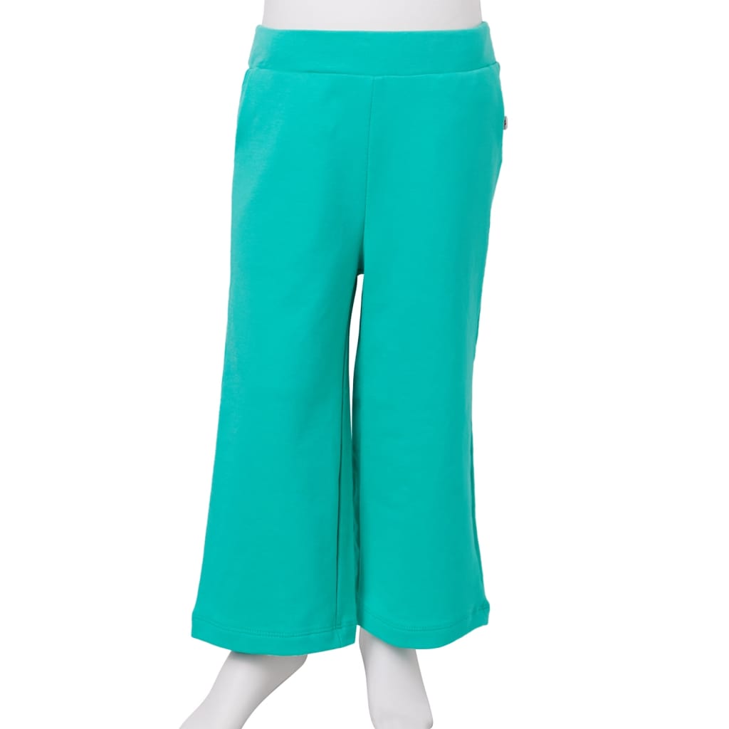 Pantalón infantil con perneras anchas verde menta 116