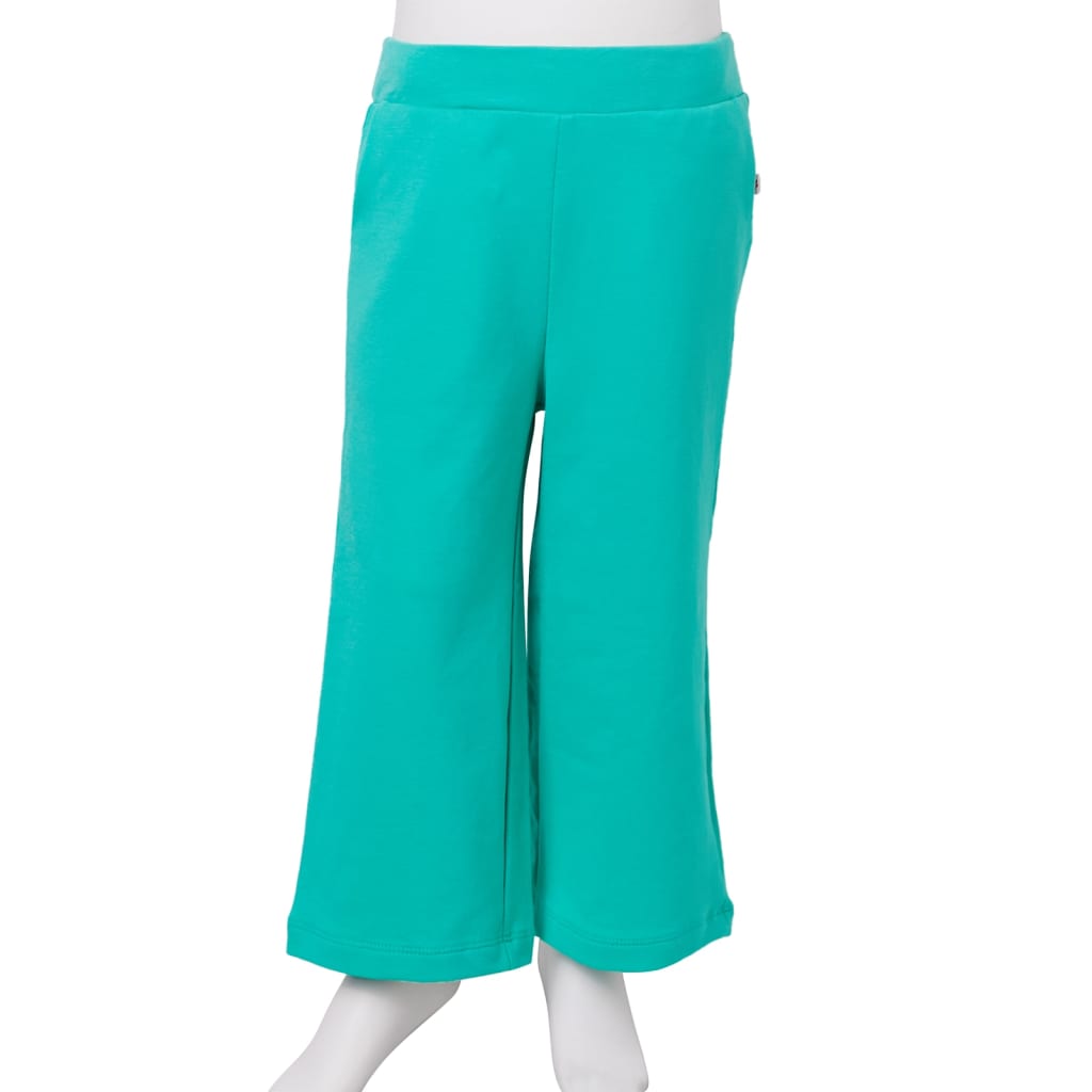 Pantalón infantil con perneras anchas verde menta 140