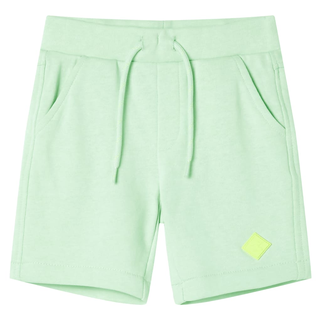 Pantalones cortos infantiles con cordón verde chillón 104