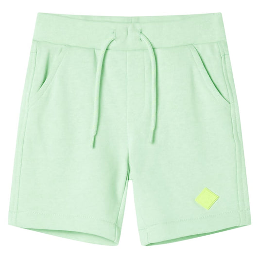 Pantalones cortos infantiles con cordón verde chillón 104