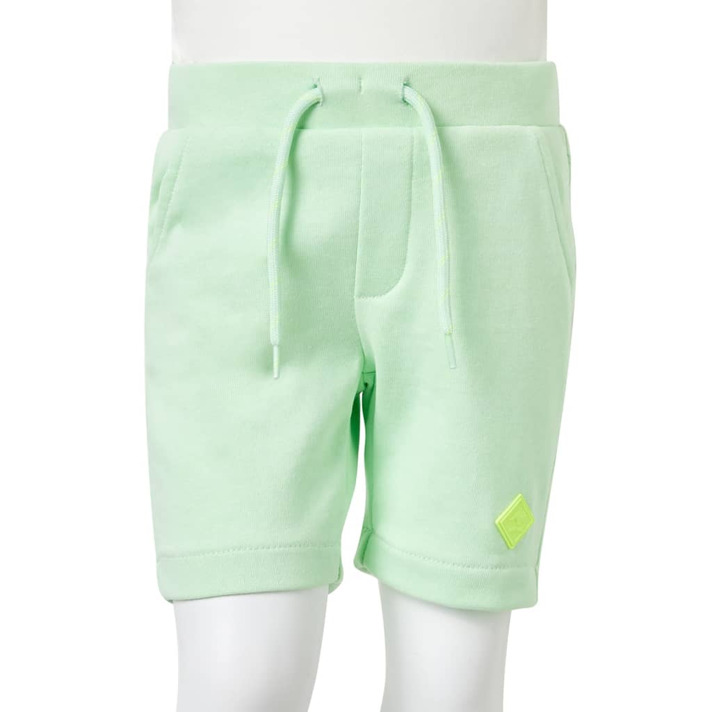 Pantalones cortos infantiles con cordón verde chillón 104