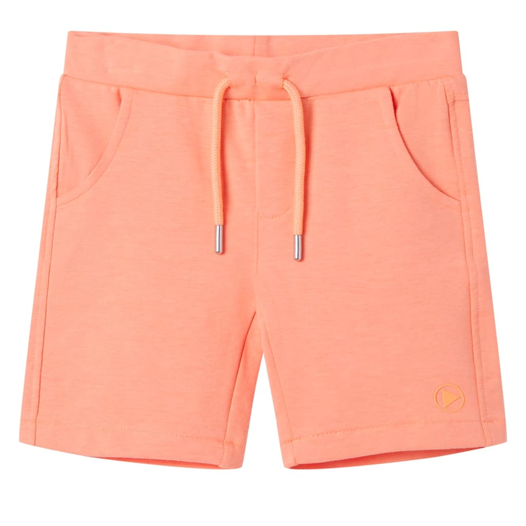 Pantalón corto infantil con cordón naranja neón 140