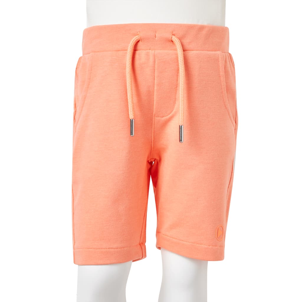 Pantalón corto infantil con cordón naranja neón 140