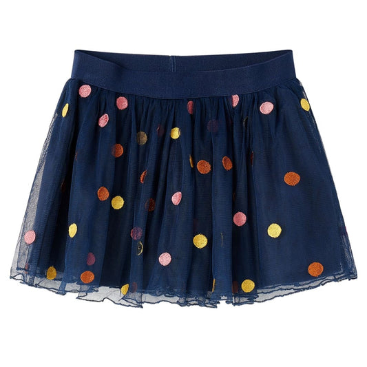 Falda infantil de tul con lunares azul marino 140