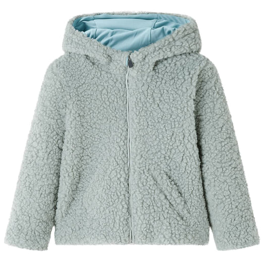 Chaqueta con capucha niños pelo sintético borreguito verde menta 140