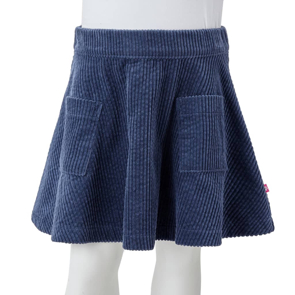 Falda infantil con bolsillos pana azul marino 92