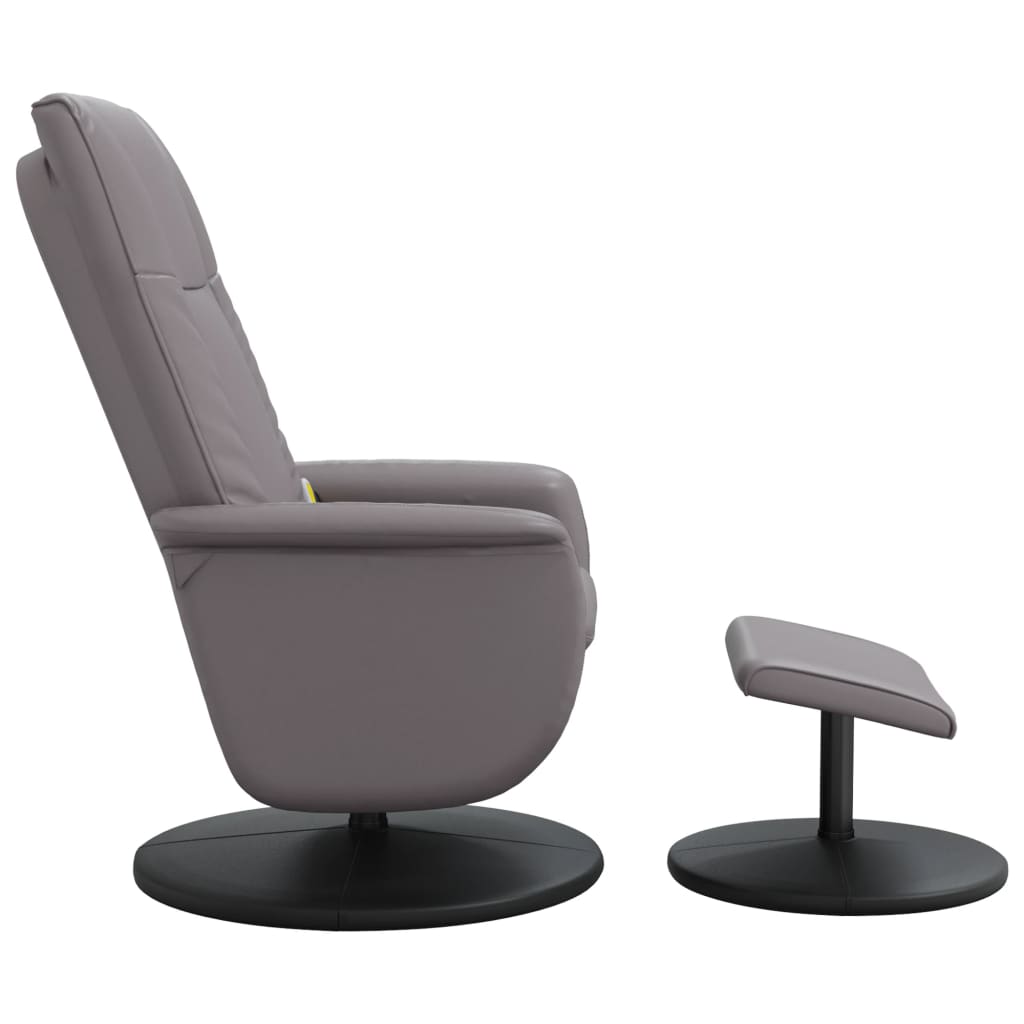 vidaXL Sillón de masaje reclinable con reposapiés cuero sintético gris