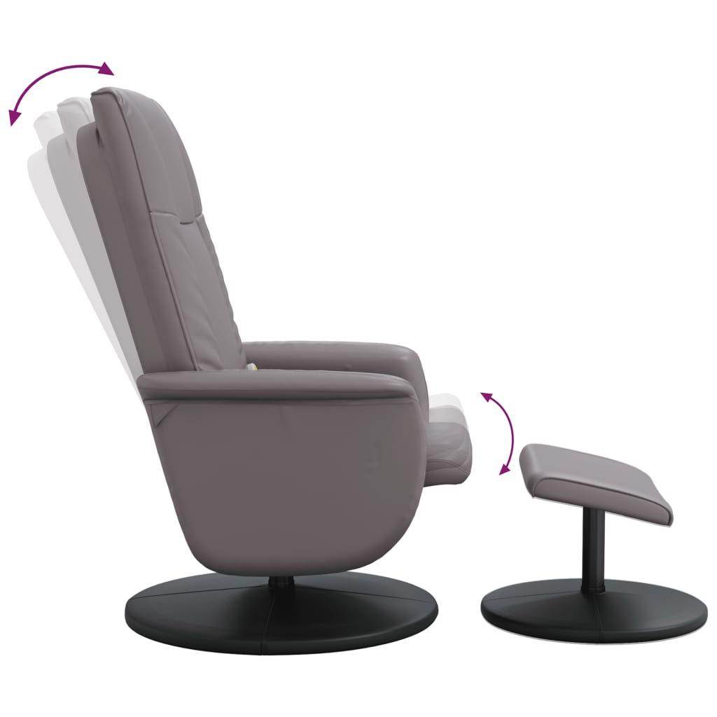 vidaXL Sillón de masaje reclinable con reposapiés cuero sintético gris