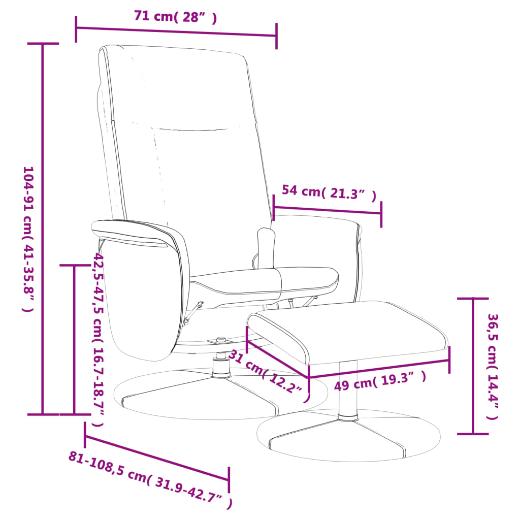 vidaXL Sillón de masaje reclinable con reposapiés cuero sintético gris