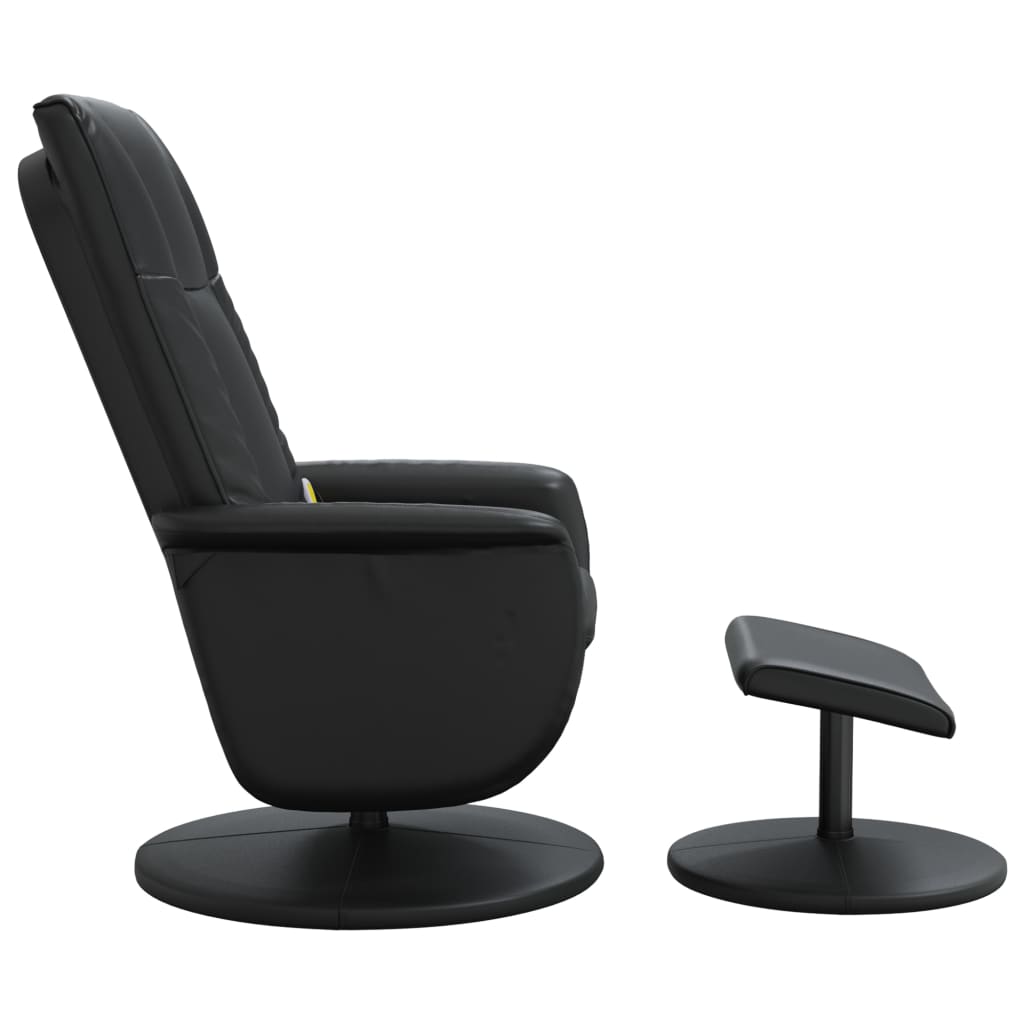 vidaXL Sillón reclinable masaje con reposapiés cuero sintético negro