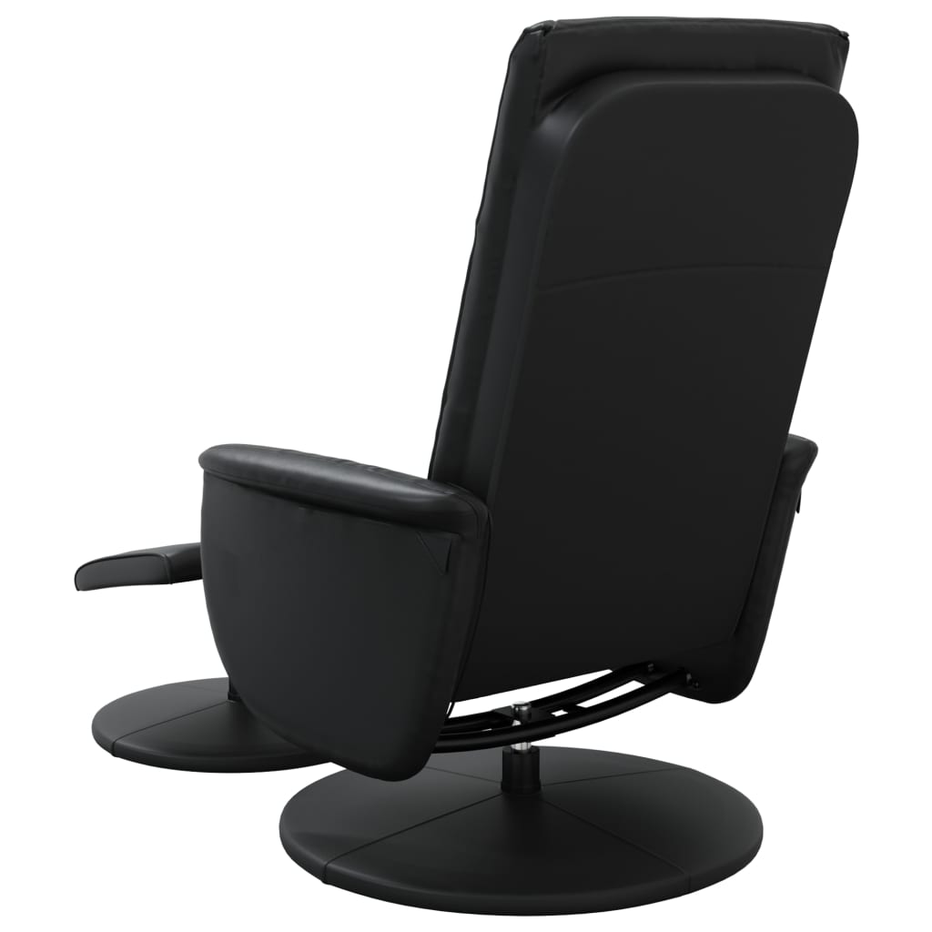 vidaXL Sillón reclinable masaje con reposapiés cuero sintético negro