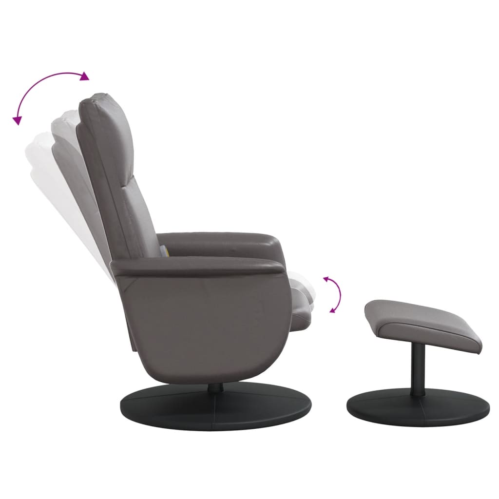 vidaXL Sillón de masaje reclinable con reposapiés cuero sintético gris