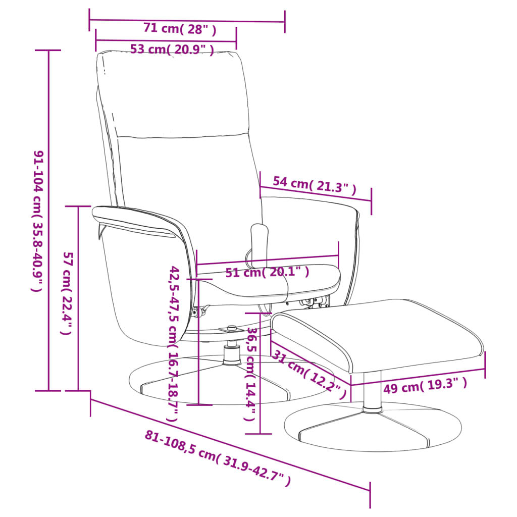 vidaXL Sillón de masaje reclinable con reposapiés cuero sintético gris