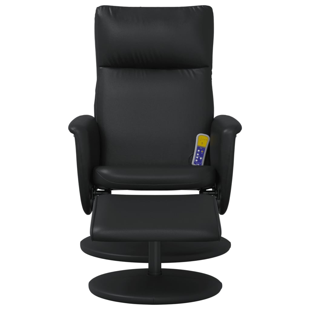 vidaXL Sillón reclinable masaje con reposapiés cuero sintético negro