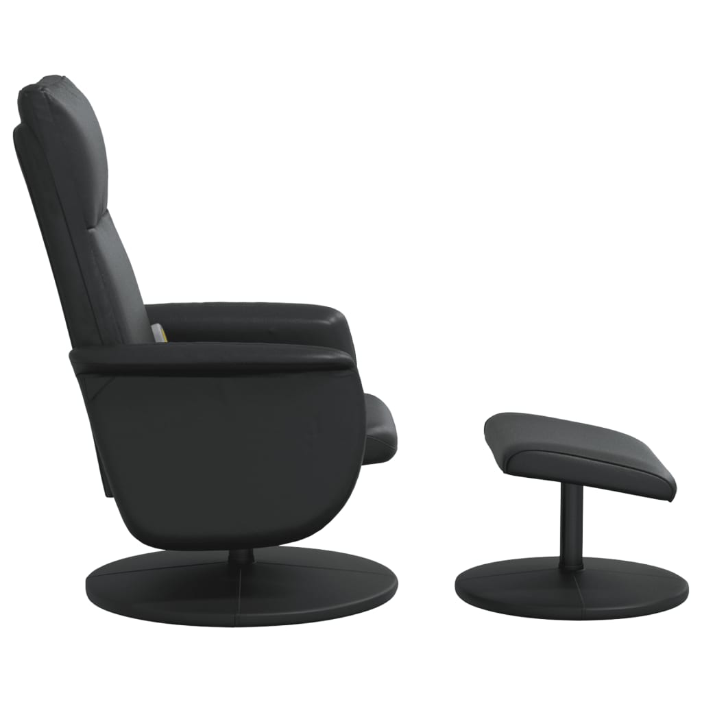 vidaXL Sillón reclinable masaje con reposapiés cuero sintético negro