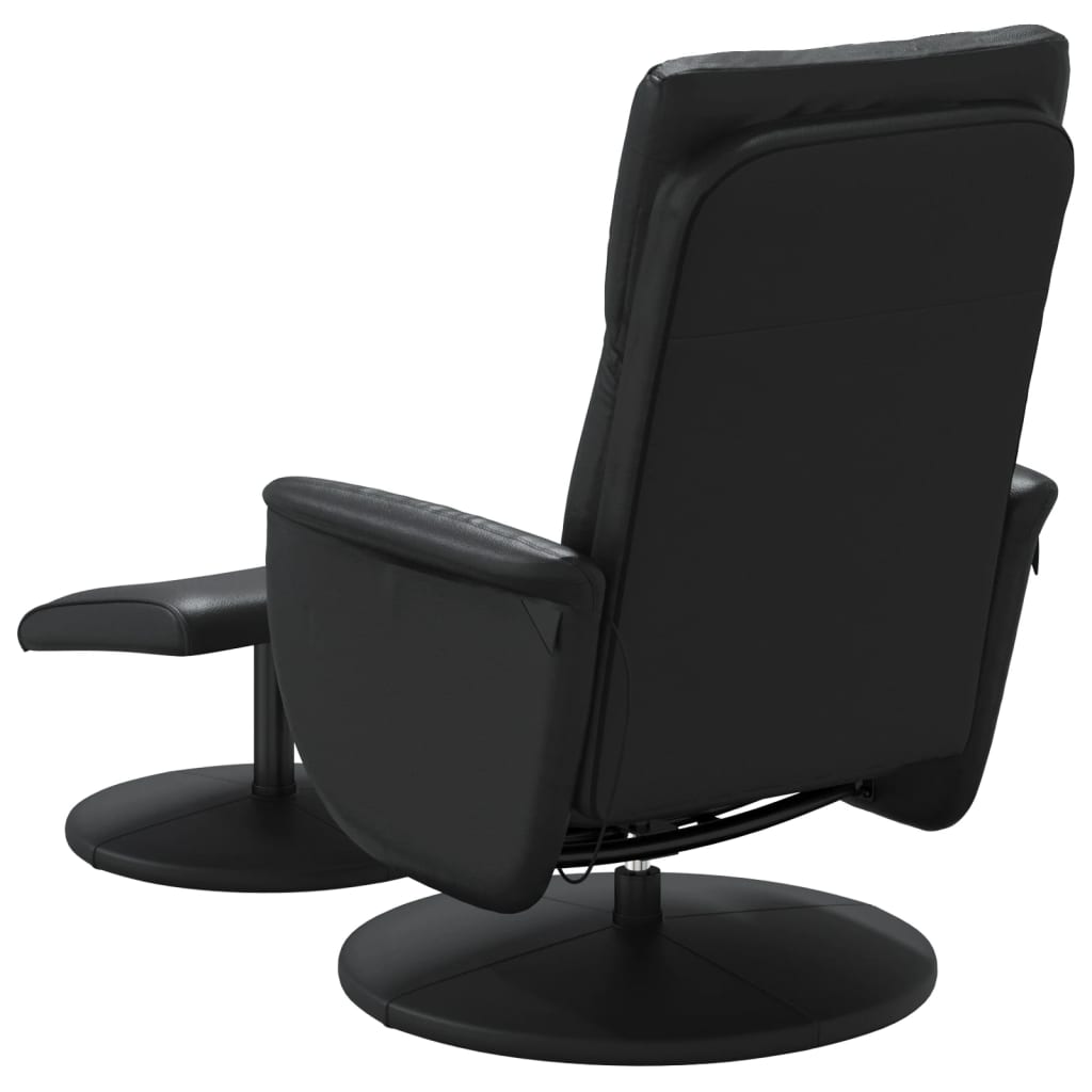 vidaXL Sillón reclinable masaje con reposapiés cuero sintético negro