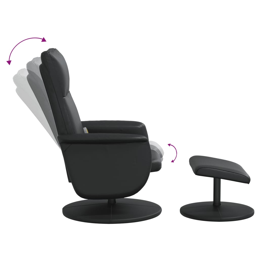 vidaXL Sillón reclinable masaje con reposapiés cuero sintético negro