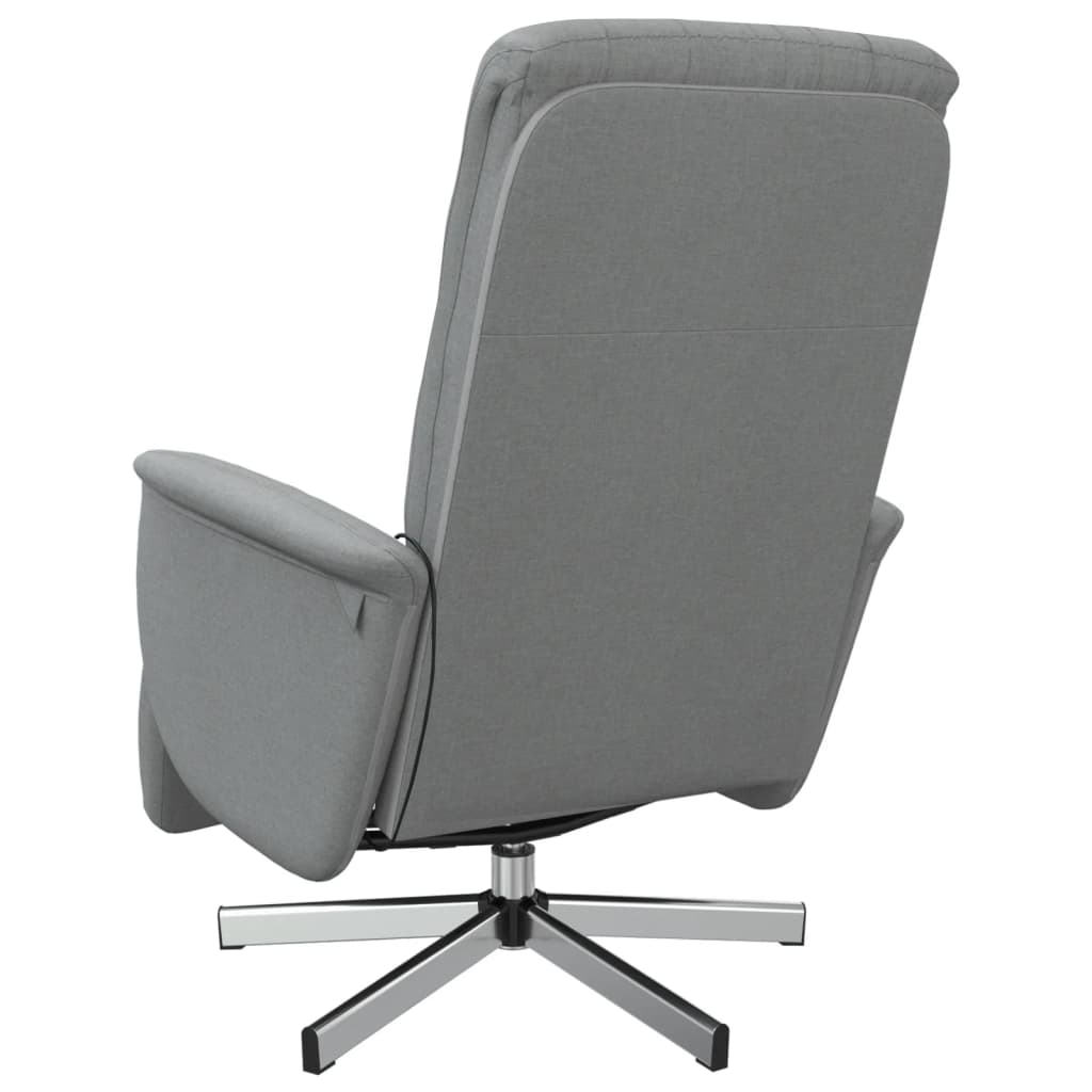 vidaXL Sillón reclinable de masaje con reposapiés tela gris claro