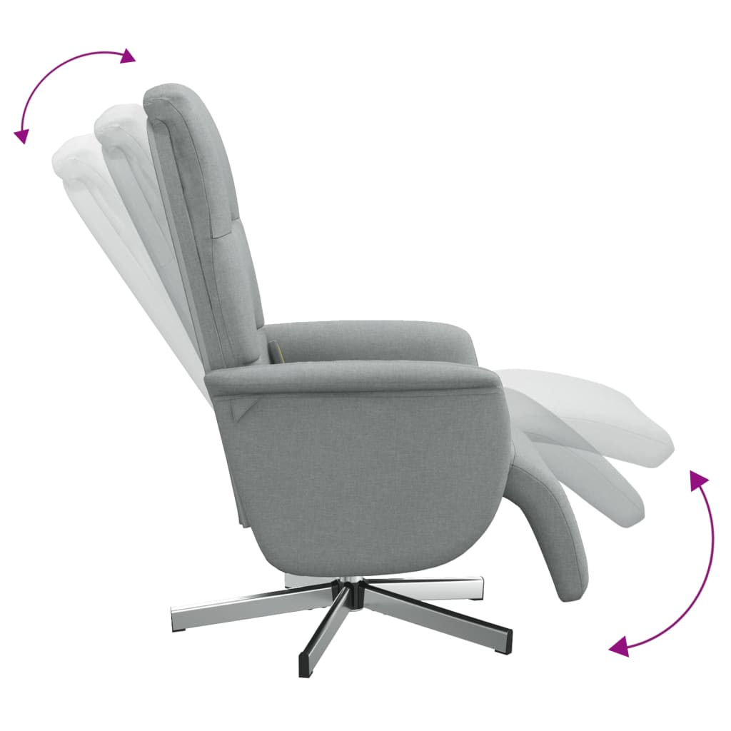 vidaXL Sillón reclinable de masaje con reposapiés tela gris claro