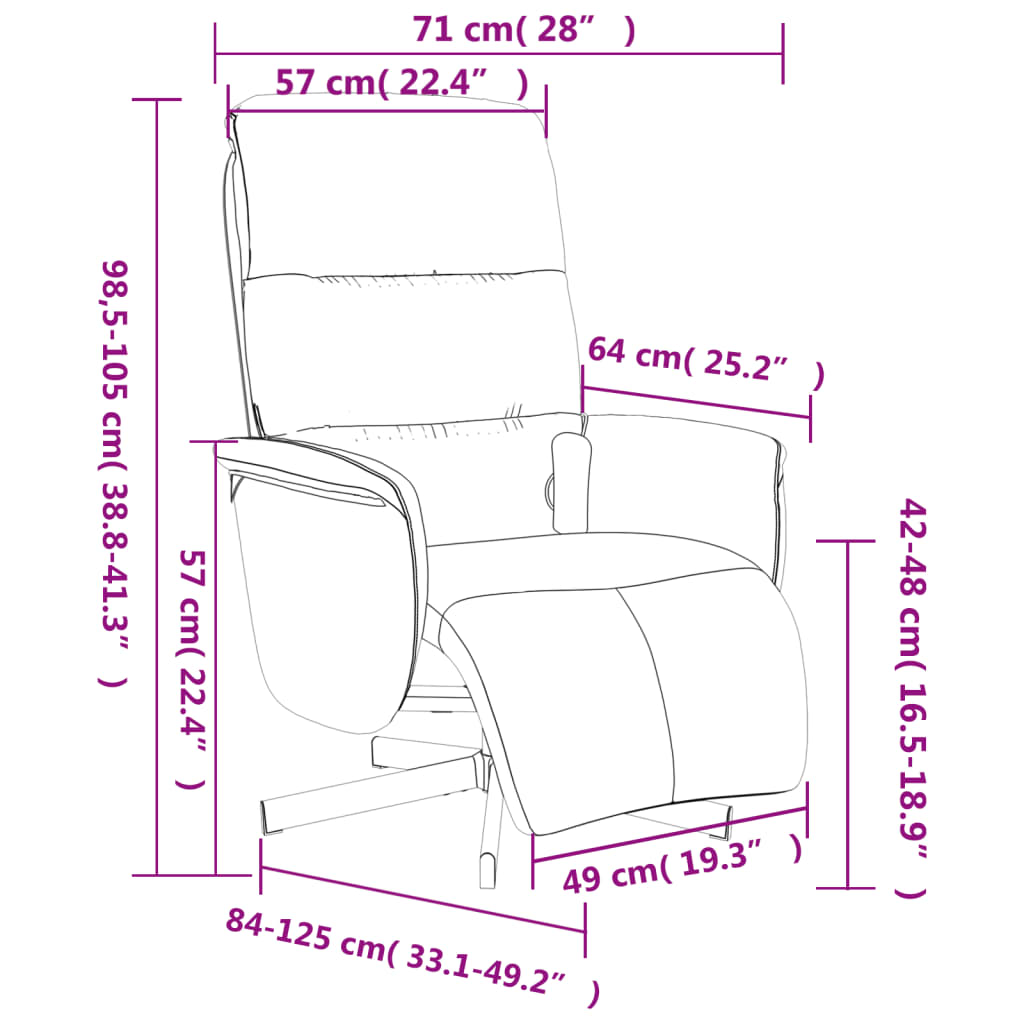 vidaXL Sillón reclinable de masaje con reposapiés tela gris claro