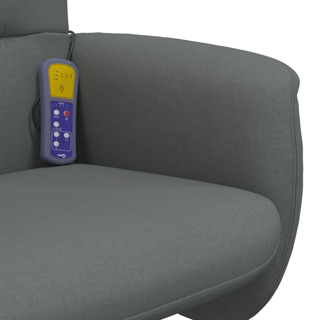 vidaXL Sillón reclinable de masaje con reposapiés tela gris oscuro