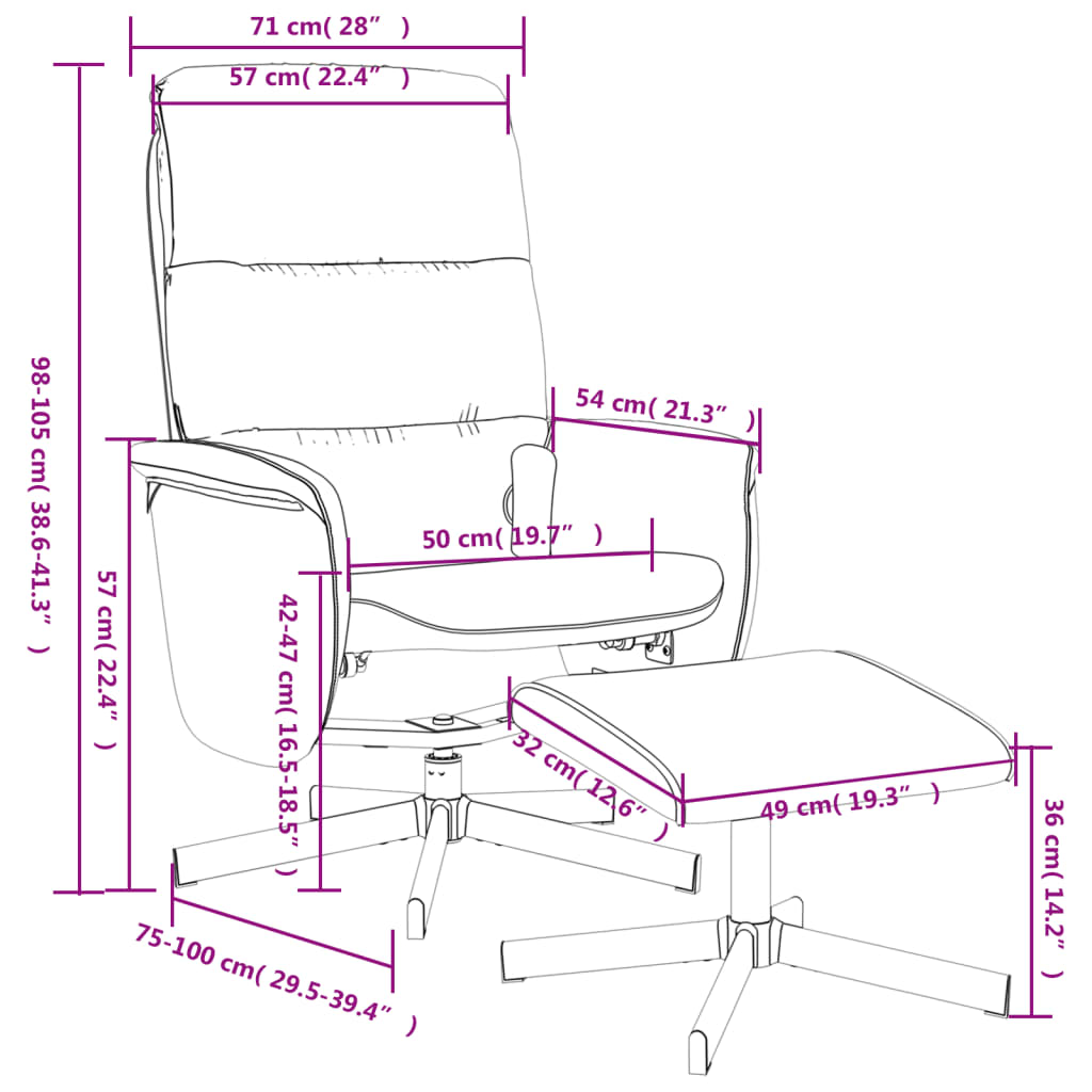 vidaXL Sillón reclinable de masaje con reposapiés tela gris oscuro