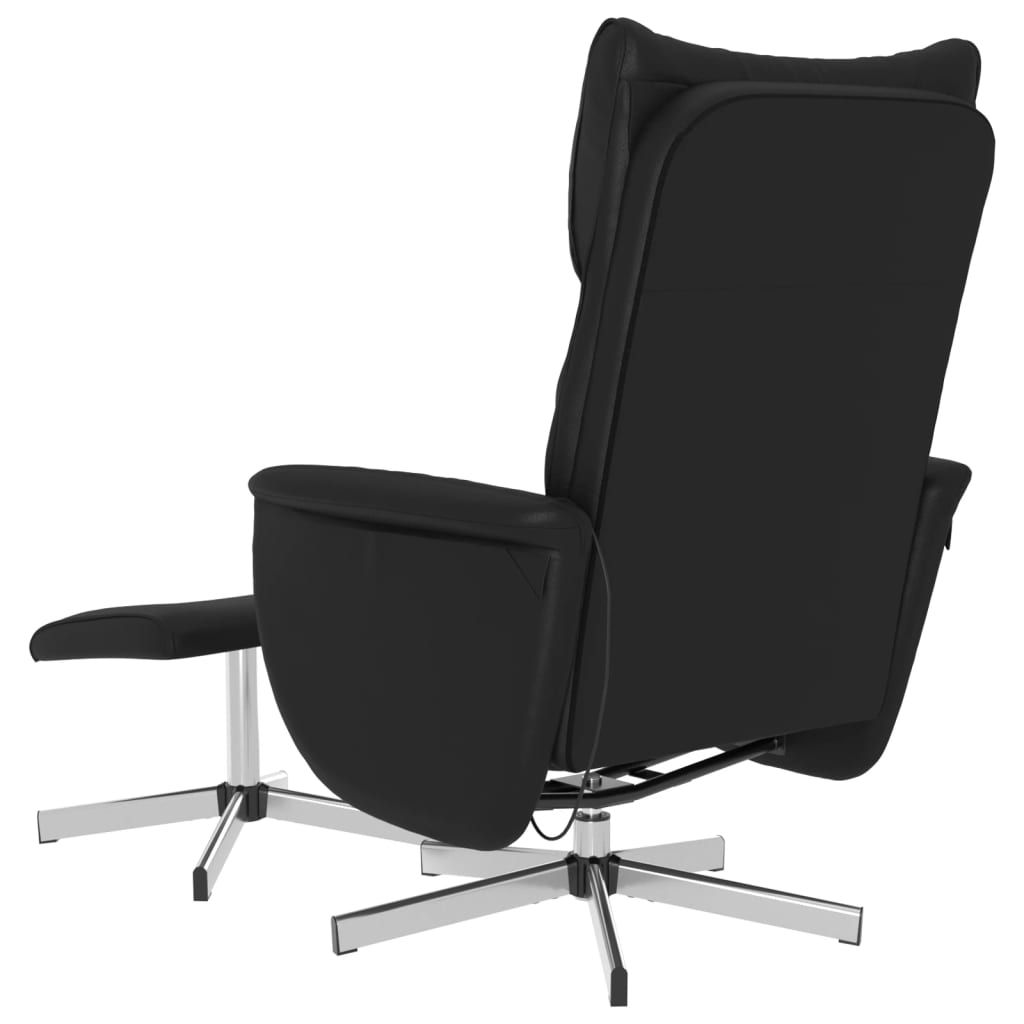 vidaXL Sillón reclinable masaje con reposapiés cuero sintético negro