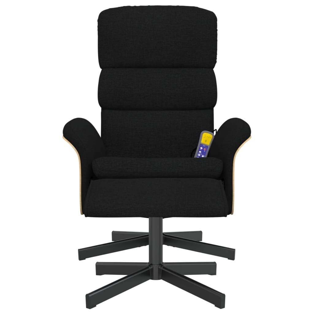 vidaXL Sillón reclinable de masaje con reposapiés tela negro