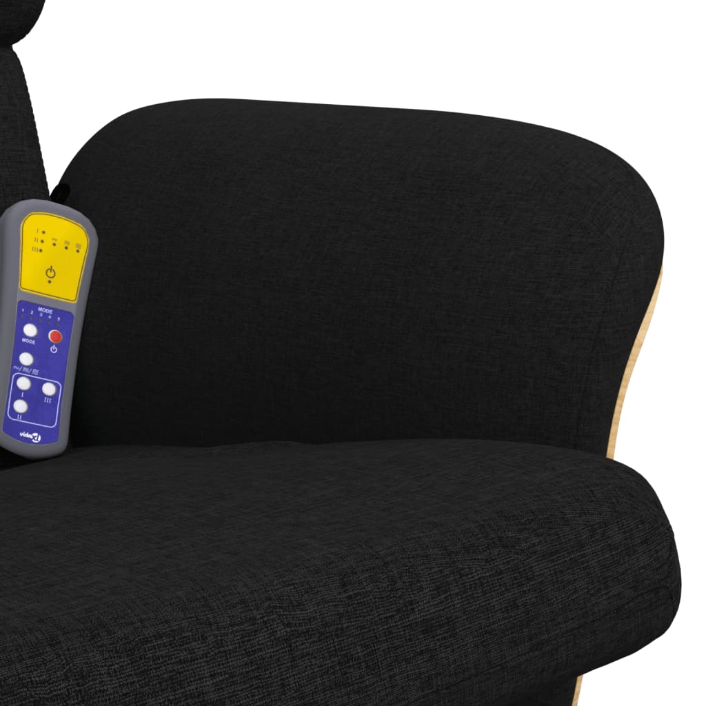 vidaXL Sillón reclinable de masaje con reposapiés tela negro