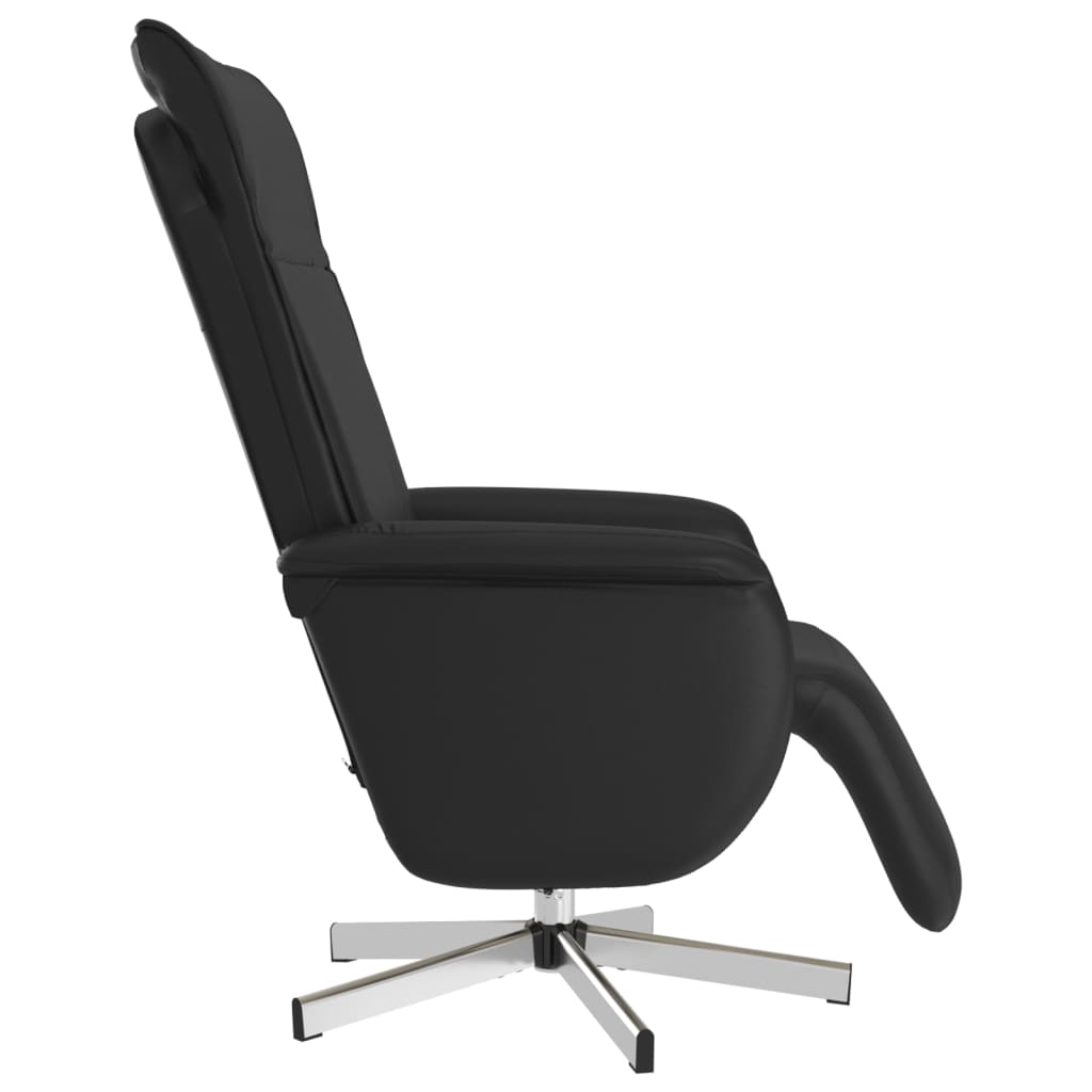 vidaXL Sillón reclinable masaje con reposapiés cuero sintético negro