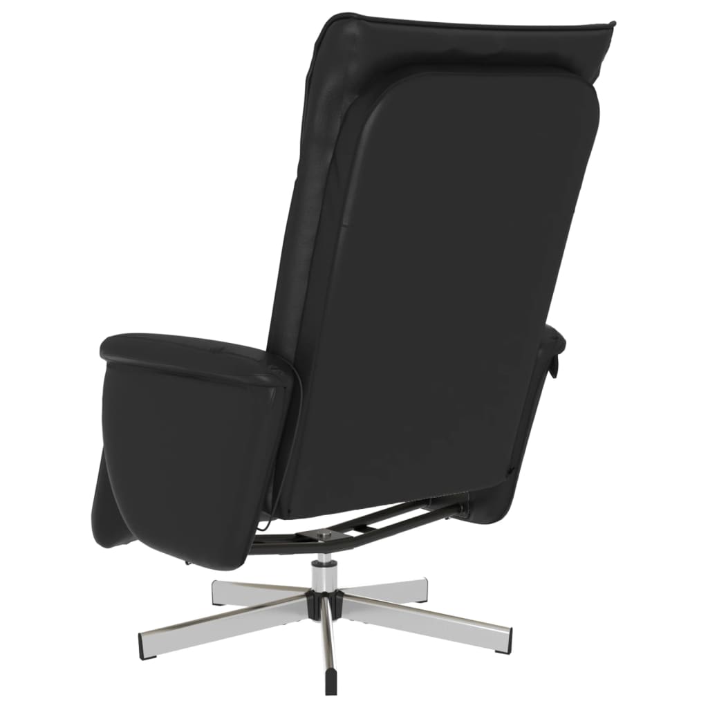 vidaXL Sillón reclinable masaje con reposapiés cuero sintético negro